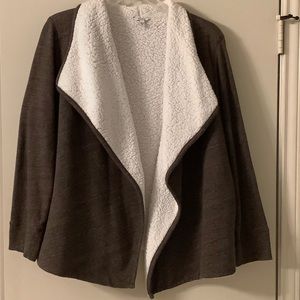 Brown and white Sherpa lined jacket